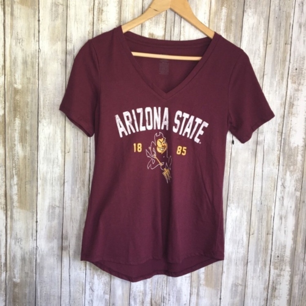 Arizona State Sun Devils Women’s XS Maroon V Neck Tee NCAA Game Day Shirt